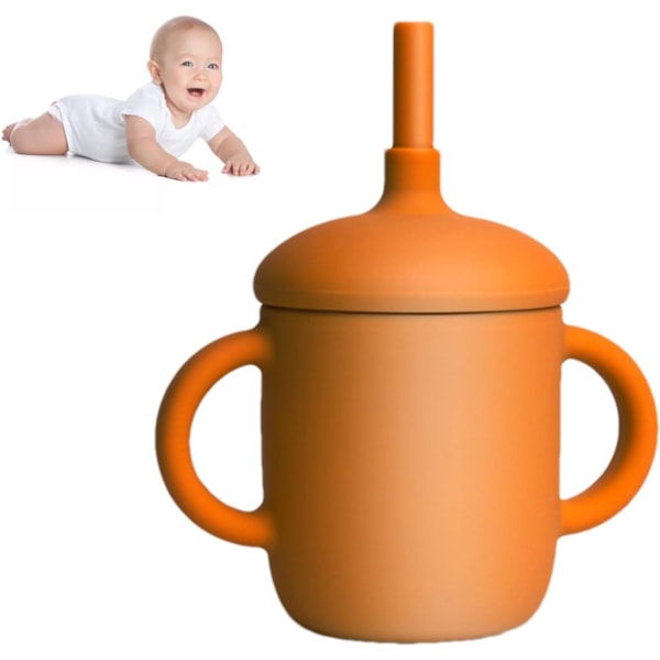 Silikon Straw Cup for Baby - Toddler Sippy Cup med 2 Håndtak Flesh pink