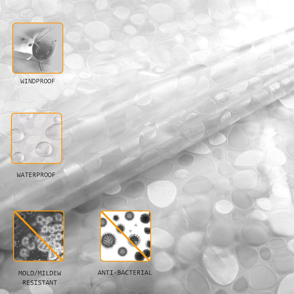 Muggresistent EVA Halvvanntett Dusjforheng, PVC-fritt (FQ) B
