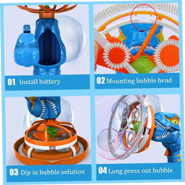 Bubbelpistol Bubbelmaskin Dinosaurie Bubbelblåsare Leksak för Barn och Småbarn BRANCH