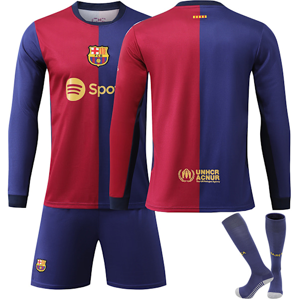 FCB No Number 2023/2024 Long Sleeve Autumn Winter Away Kids Soccer Jersey/Shorts/Socks Set Youth Kids Sizes