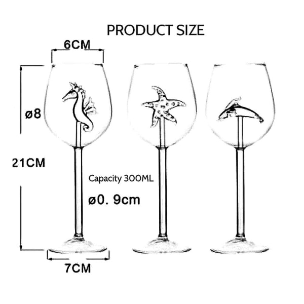 300 ml søhest/søsjerne/delfin rødvinsglas kop gobleth Hjem bar tilbehør Søhest