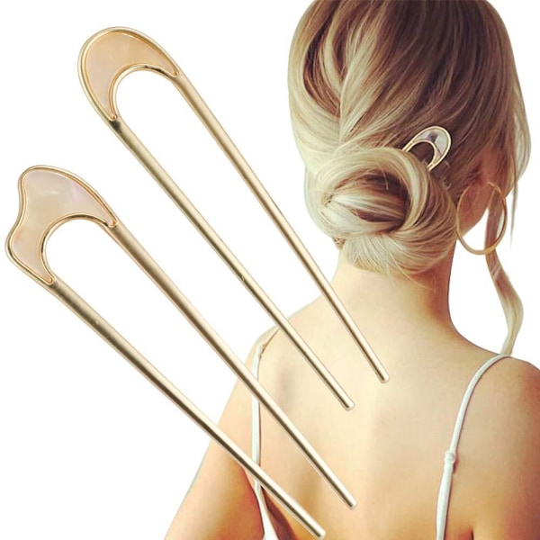 Large French Hair Pin, Metal U Shaped 2 Pin Bun Hairpins for Women Girls