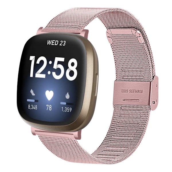 Fitbit Versa 3 armbånd i rustfritt stål rose pink