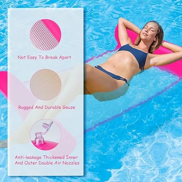 Vattenleksolstol Flytande säng (Rosa) Pool Strand Solstol Uppblåsbar Vattenhängmatta Flytande säng Solstol Drifter Pool Strand Vuxen Flytande