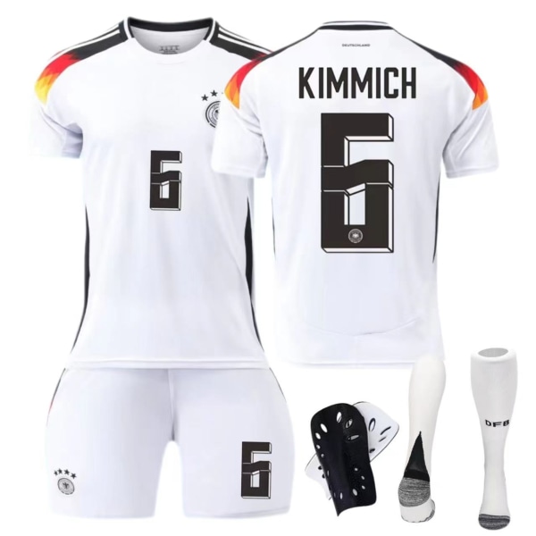 Europacupen-Tyskland hemmatröja nr 6 Kimmich nr 7 Havertz fotbollströja för vuxna för barn Size 6 with socks + protective gear XL