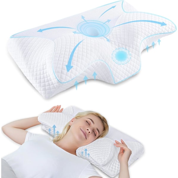 Cervical Memory Foam Kudde, Ortopedisk Nackstödskudde, Ergonomiska Kuddar för Sid- och Ryggsovare