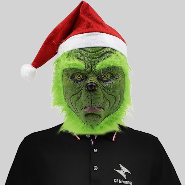 7-delad Grinch-kostym för julcosplay för vuxna, Santa Claus-kostymset + mask A-WELLNGS Endast mask Endast mask Endast mask Mask only ONE SIZE