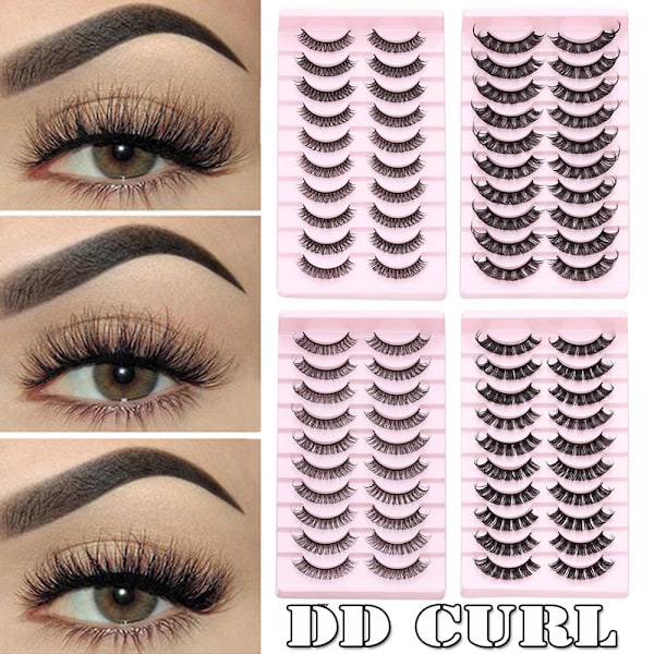 10 Par 3D Mink DD Curl Russiske Løse Øyevipper TK02