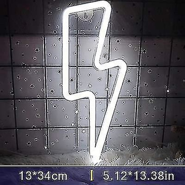 Neon skylt blixt LED neon vägg nattljus batteri Lightning1-White