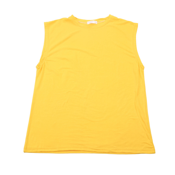 Herr Träning Tank Top Ärmlös Ren Färg Muskeltröjor för Bodybuilding Gym Träning Gul L