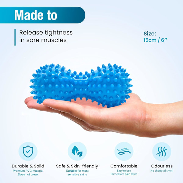 Hård spikad massageboll - Perfekt för plantar fasciit, triggerpunkter, djupvävnad, myofascial release - Designad för att lindra stress Set of 2 (Blue)
