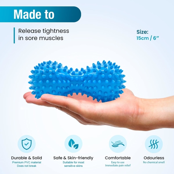 Hard Spiked Massasje Ball - Perfekt for Plantar Fasciitt, Triggerpunkter, Dypvev, Myofascial Release - Designet for å Lindre Stress Set of 2 (Blue)