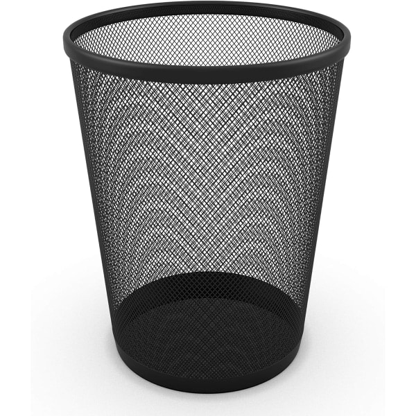 Rund papperskorg i mesh, lätt och stabil, svart, 2-pack papperskorg för kök