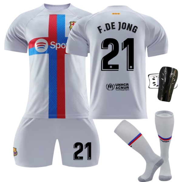 22-23 Barcelona Anden Trøje Grå Nr. 9 Lewandowski Fodbold Uniform Sæt 30 Gavi 8 Pedri Nr. 21 De Jong No. 21 with socks #L