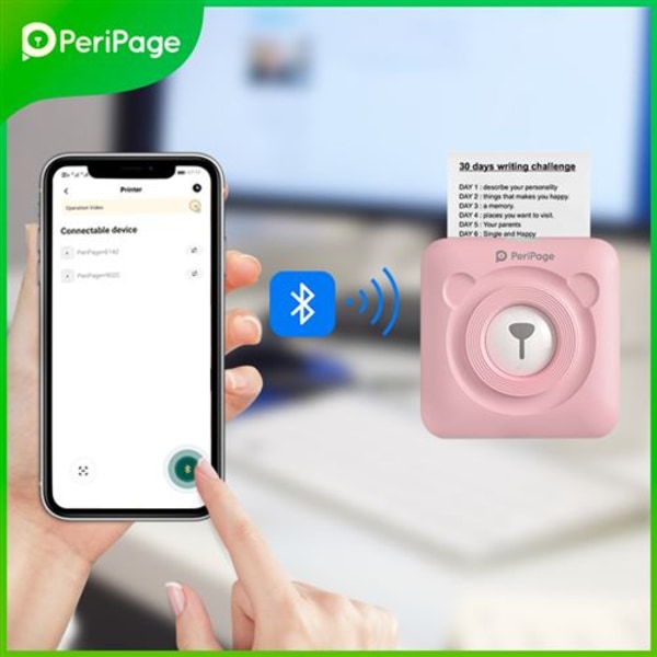 Kannettava lämpötulostin Bluetooth PeriPage A6 musteeton 304dpi