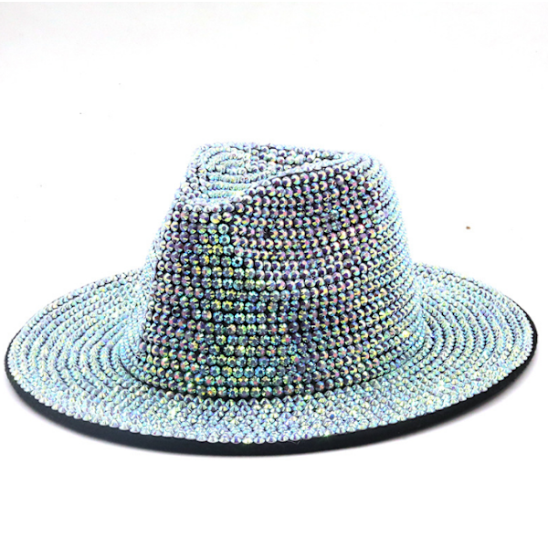 Fashion Sequin Fedora Hat Sølv Grøn silver green S