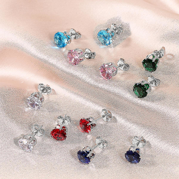 Par rustfrie stål øreringe, allergivenligt cubic zirconia materiale, med fremragende slibning, strålende glans og høj klarhed (FQ)