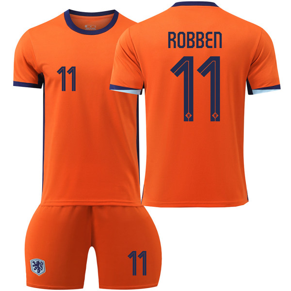 2024 Nederländernas hemfotbollströja nr 4 Van Dijk 10 Depay 11 Robben 21 De Jong set Europacuptröja Home No. 11 #XS