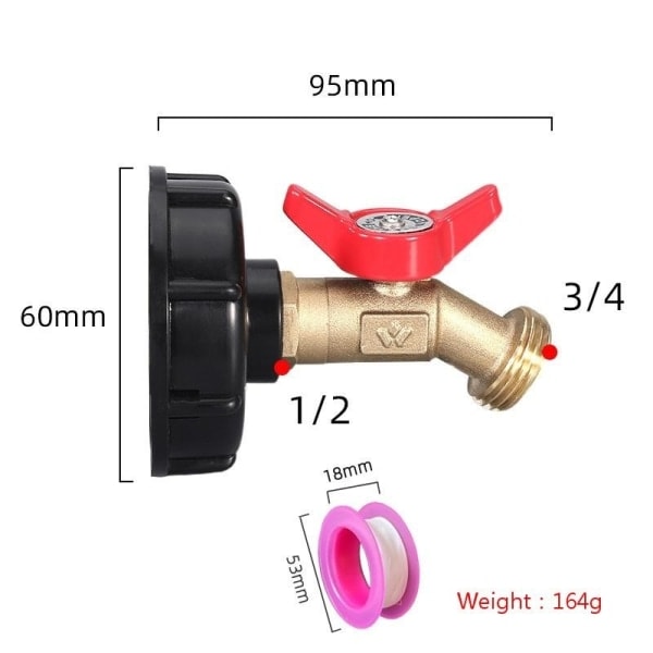 IBC tank adapter IBC kobling IBC tilkobling IBC tank adapter - s60*6 to 1/2 tap