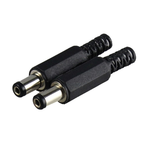 12V 3A Plast Han-stik + Hun-stik Panelmonteret Stik til DC Strømforbindelse 2.1mm x 5.5mm Ledning Strøm Pigtails Adapter