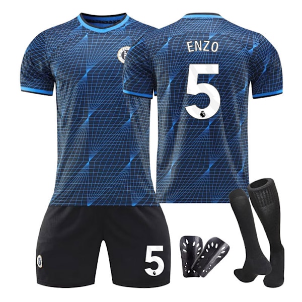 23/24 Chelsea Borte Fotballdrakt for Barn med Sokker og Beskyttelsesutstyr 5 EMZO 5 EMZO children's sizes26