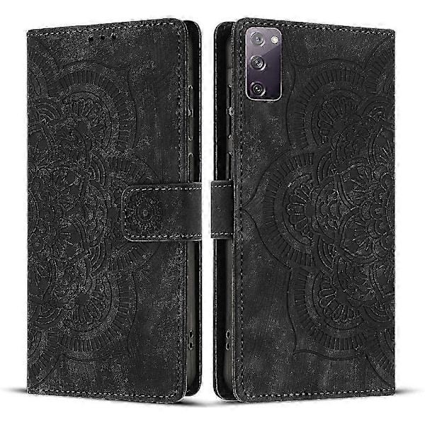 Frosted Læder Etui til Mandala Emed Retro Telefon Sort(FQ) For Samsung Galaxy S20 FE Black