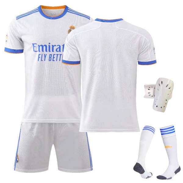 21-22 Ny Real Madrid hemmatröja nr 7 Hazard nr 9 Benzema nr 10 Modric fotbollströja set No. 10 with socks + protective gear 18#