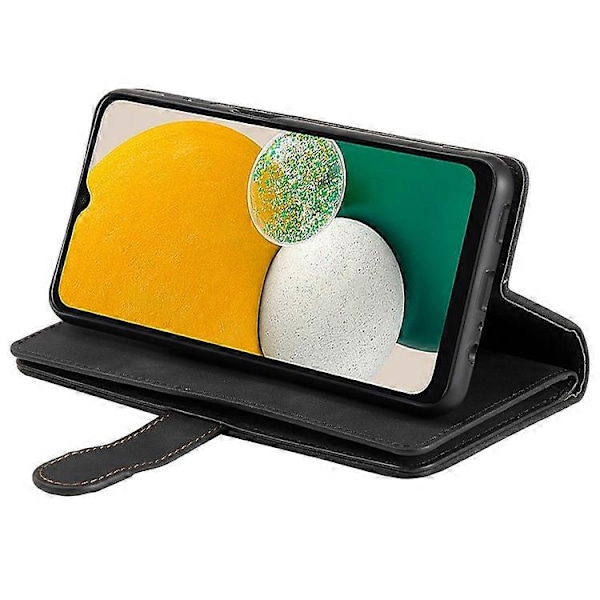 Kompatibelt etui til Samsung Galaxy A16 5G / A16 4G PU læder telefonetui med lynlås pung 9 kortpladser (FQ) Black