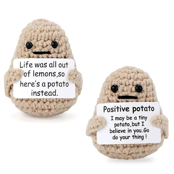 Mini rolig positiv livspotais, 3\" intressant stickad ullpotatisdocka positiv potatis Positive Potato 2Pcs