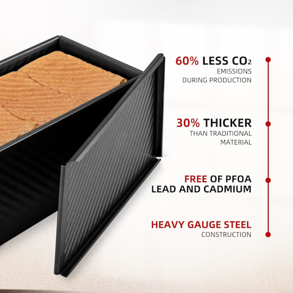 Brødform 2-pak, 450 g non-stick brødform med låg, kulstofstål C(FQ)