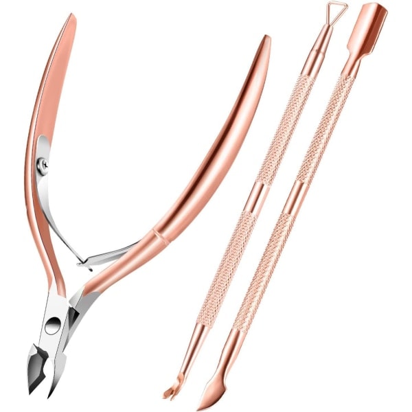 3-pack Cuticle Scissors - Rose Gold, Cuticle Pusher