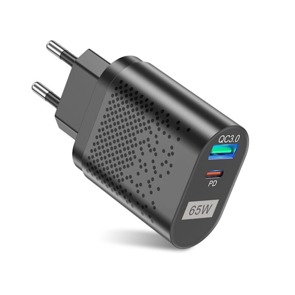 US/EU/UK/KR 65W GaN Laddare för QC 3.0 USB PD Väggladdare Typ C USB Snabbladdare för Laptop Telefon Power Bank Adapter