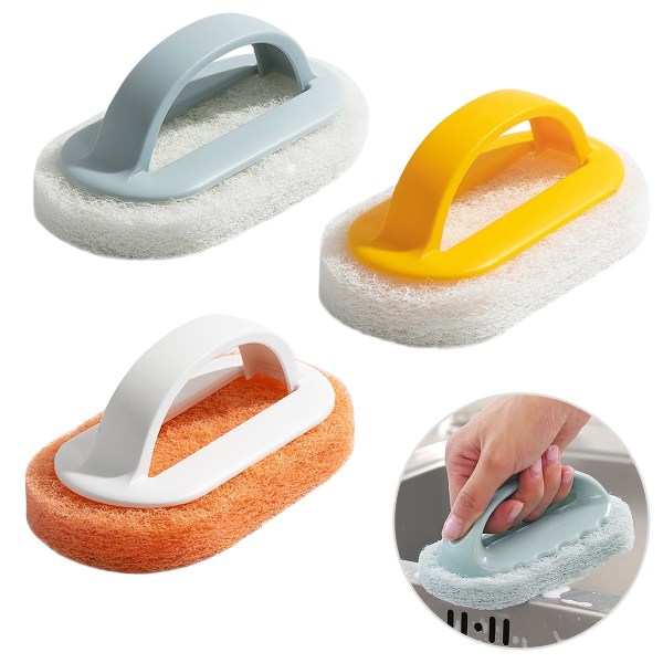 PCS Cleaning Brush, Bathroom Cleaning Sponge, for Kitchen Bathroom Floor Wall Sink Cleaning, with Handle