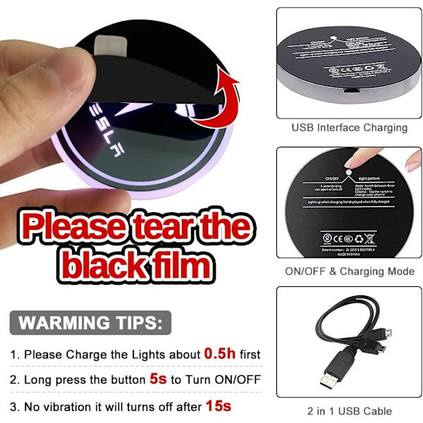 2022 2021 Tesla Model Y Model 3 Neon Lysrør RGB Interiør LED Strip Lys med App-styring