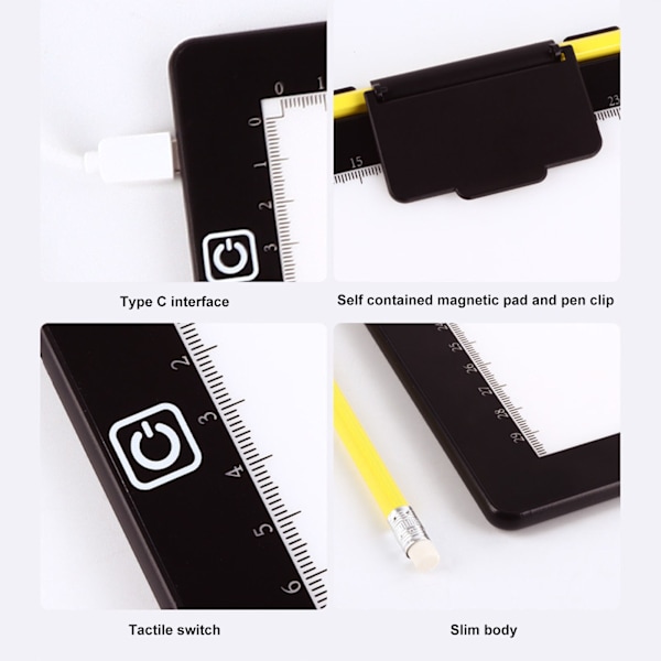 A3 Lysplate for sporing 5V/2A 6500K 6 nivåer justering LED-lysplate med magnetklemme for strassmaling Skissering