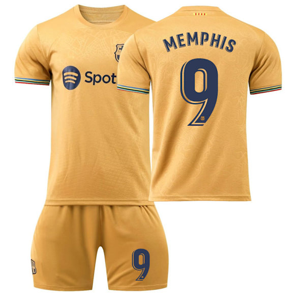 22-23 Barcelona jalkapallopaita Messi No. 10 No. 9 Lewandowski 8 Pedri 17 Aubameyang paita lasten puku No. 9 without socks Children's 24 code