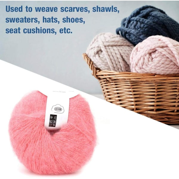 Stickad mjuk angora lång ullgarn varm med en virkad populär för DIY-vävning (hudrosa) Flesh Pink