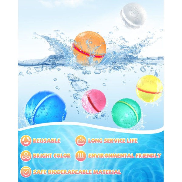 Vandballoner Sommer Pool Strandlegetøj Hurtig Fyld Magnetisk Splash Kugler Silikone Latex Fri Med Net Selvforseglende Vandbombe Spil (12 stk)