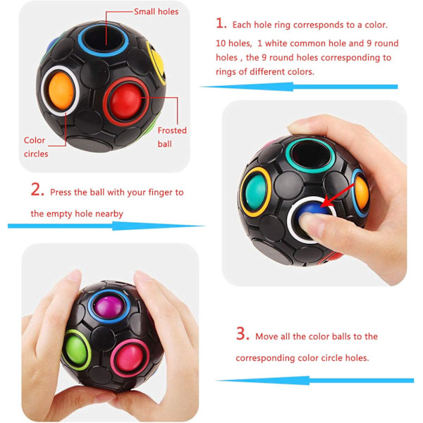 Roterende stressregnbueball Infinity Relief Spinner Fidget-leketøy for voksne barn pedagogisk magisk kubepuslespill (svart)