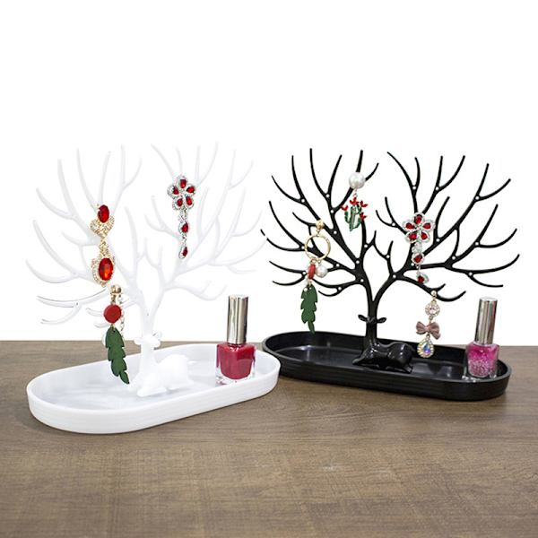 Hjorteøreringe Halskæde Ring Smykke Display Stand Bakke Træ T-With drawer
