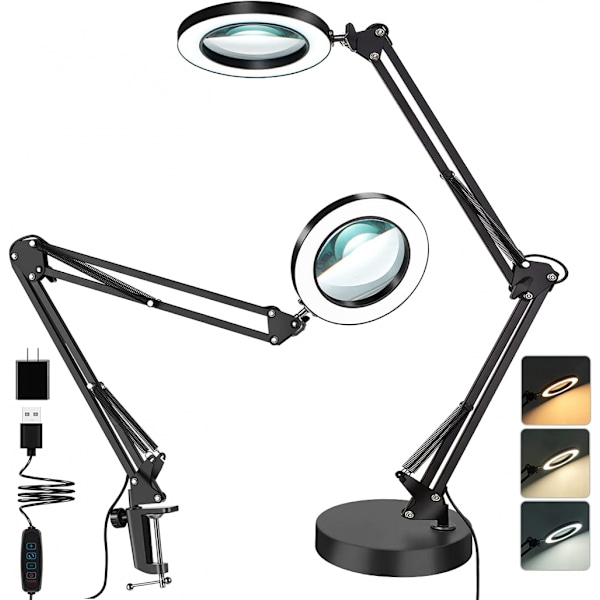 5x magnifying glass with lamp and bracket, two in one Lumino