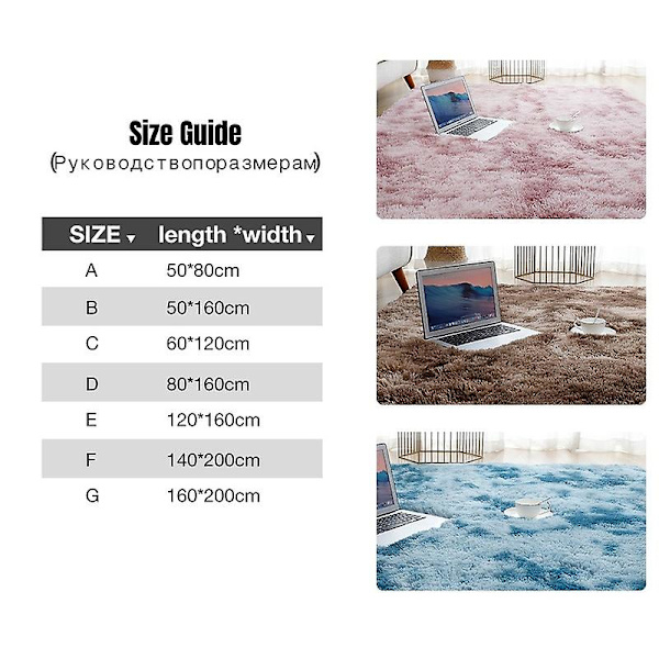 Tykt tæppe til stue, plysset tæppe, børneværelse, fluffy gulvtæpper, vinduesplads, sengekant, boligindretningstæpper, blødt fløjl tæppe C 160x200cm(FQ) 160x200cm color 2