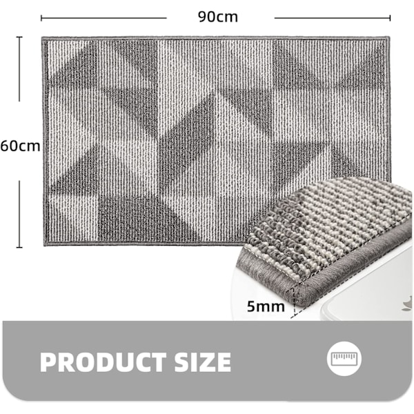 Indendørs dør måtter, snavs fælde måtte 60x90 vaskbar til hoveddør, skridsikker gulvmåtter indendørs tæppe, indendørs og udendørs (60 x 90cm)