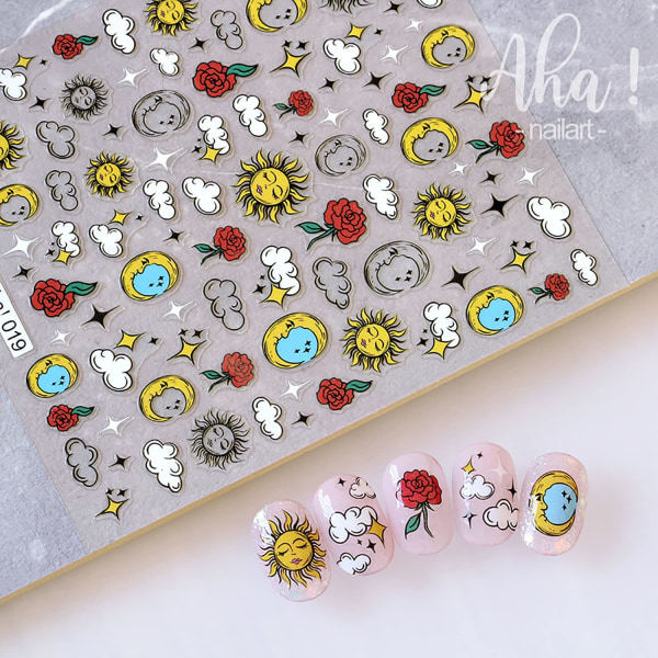 IC Clouds Nail Art Stickers Decals Abstrakt Graffiti Stjerner 3D Klæbende Negledekoration Manicure Tilbehør til Kvinder Piger