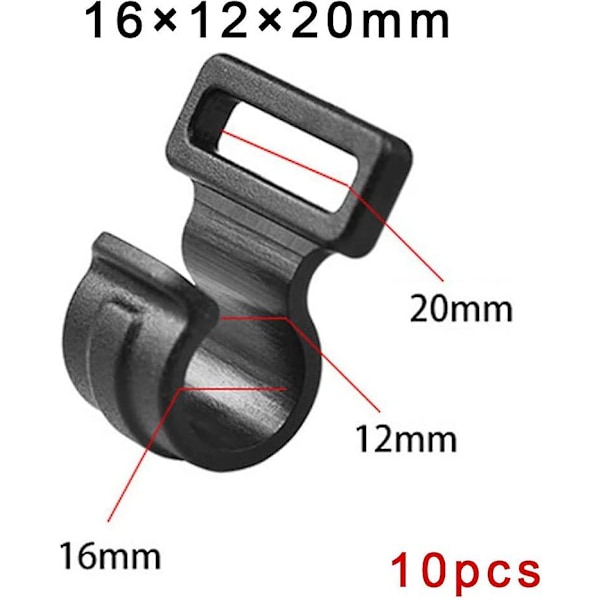 10-pakks teltkroker Camping Caravan Markise Plast Innvendige Klips Klatring Fiskekroker Svart 16x20x12mm