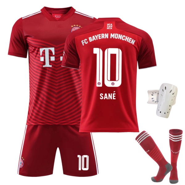 21-22 Bayern rød hjemme nr. 9 Lewandowski trøjesæt nr. 25 Muller nr. 10 Sane fodbolduniform Bayern Munich home number 10 3XL#