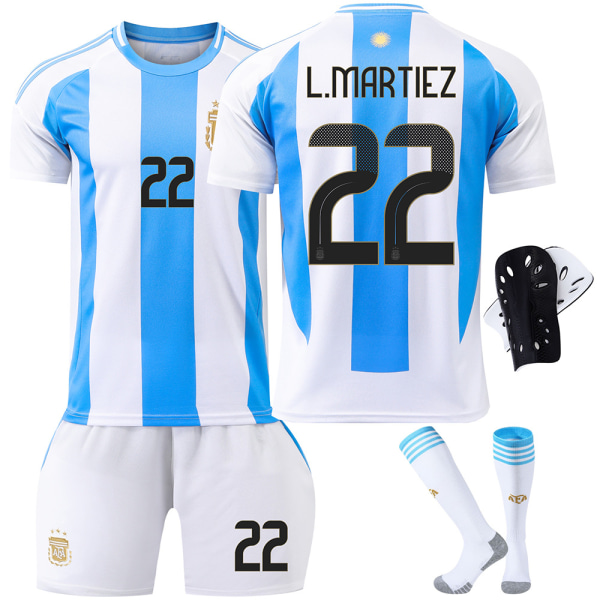 2024 Argentina fodboldtrøje nr. 10 Messi Messi 11 Di Maria America's Cup trøje børnesæt Size 22 socks 24 yards