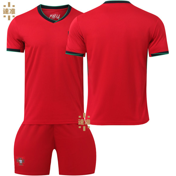 2024 EM Portugal fotbollströja set nr 7 Ronaldo tröja nr 8 B Fee tröja barnens korrekta version set No size socks Size L