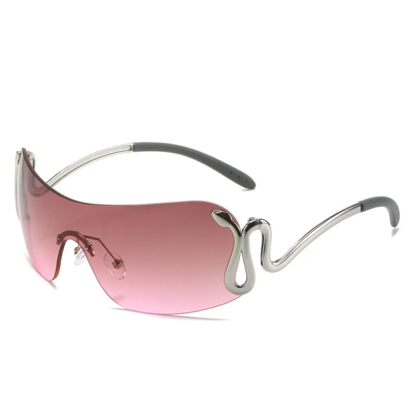 NWOGLSS 3559 luksuriøse slangedekorerte Y2K dame solbriller 2024 C6 Silver / Silver Fashionable sunglasses