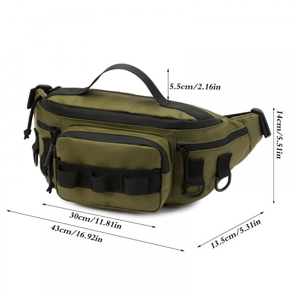 Fiskeutrustning Väska Fanny Pack, Vattentät Fiskeutrustning Midjeväska för Fiske Vandring Löpning